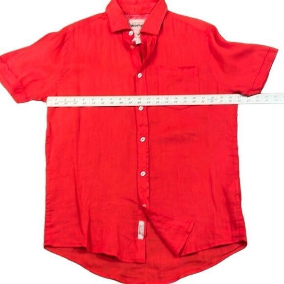 Heritage‎ by Report shirt Sz M red 100% linen academia resort breathable NWT - Picture 4 of 9